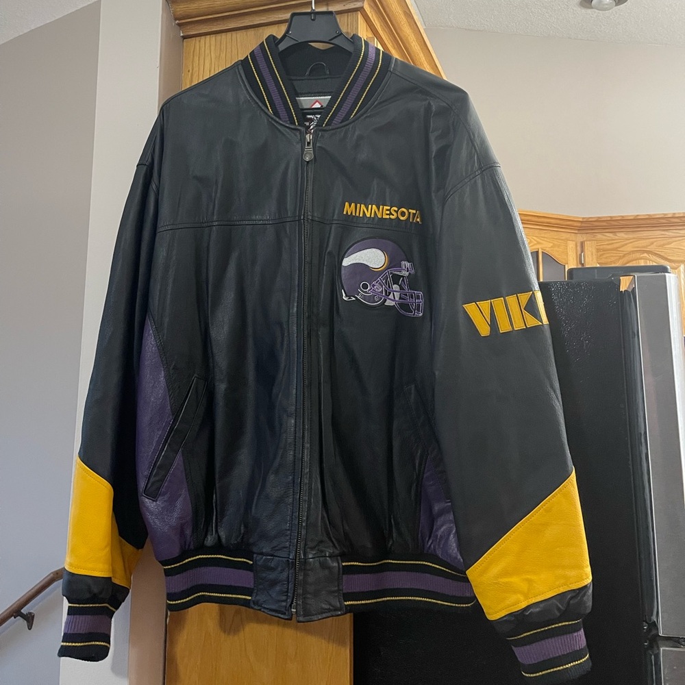 Mens MN Vikings Leather Jacket